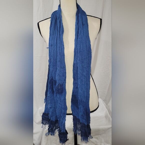 Olsenboye blue soft fringe scarf - Picture 3 of 3